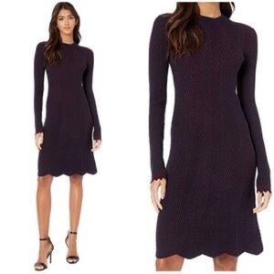 See By Chloe Navy and Red Long Sleeve Dress